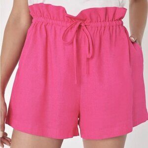 Paperbag High Waisted Pink Shorts Pockets Cute Barbie Summer Beachy Boho Warm